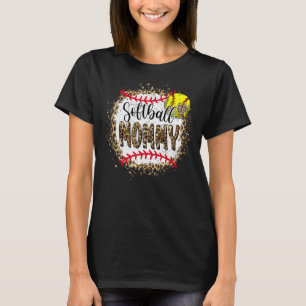 Softball Mammie Leopard Bleaching Moederdag Game T-shirt