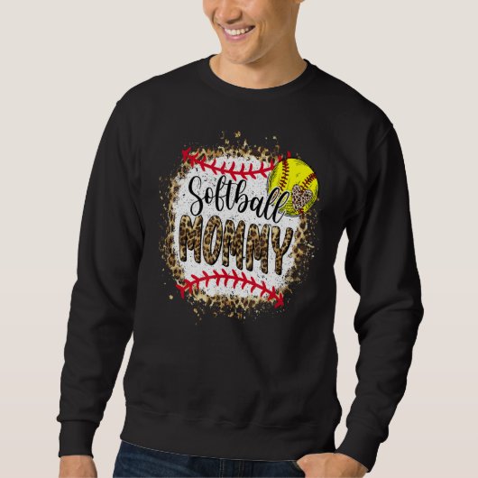 Softball Mammie Leopard Bleaching Moederdag Game Trui (Voorkant)