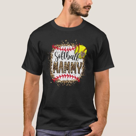 Softball Mammy Leopard Bleaching Moederdag Game T-shirt (Voorkant)