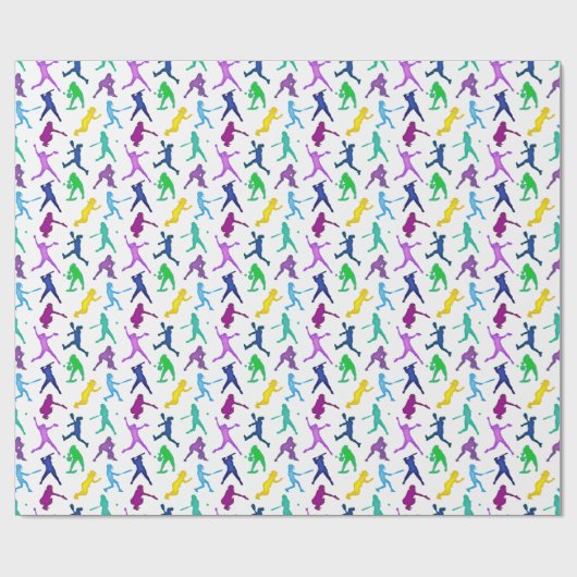 Softball-meisjes Multi-Color Cadeaupapier (Vlak)