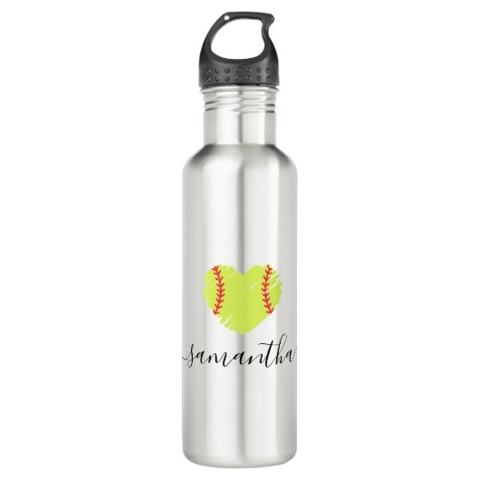 Softball Meisjes Vrouwen Gepersonaliseerd Waterfles (Voorkant)