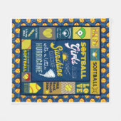 Softball meisjes zijn zonneschijn fleece deken (Voorkant (Horizontaal))