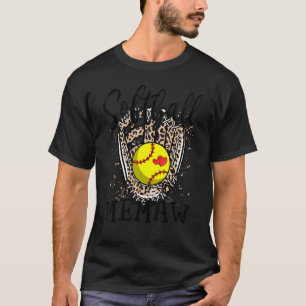 Softball Memaw Leopard Game Day Softball Moeders D T-shirt
