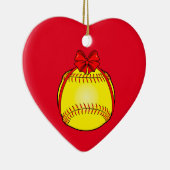Softball met boog voor Kerstmis Keramisch Ornament (Rechts)