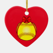 Softball met boog voor Kerstmis Keramisch Ornament (Voorkant)