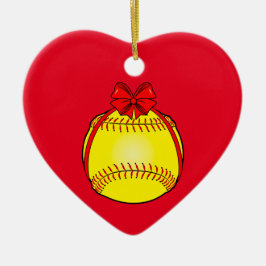 Softball met boog voor Kerstmis Keramisch Ornament