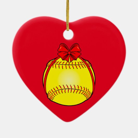 Softball met boog voor Kerstmis Keramisch Ornament (Achterkant)