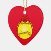 Softball met boog voor Kerstmis Keramisch Ornament (Links)
