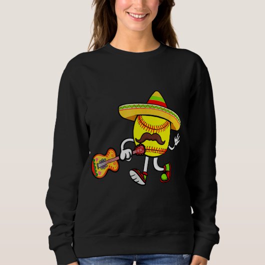 Softball Mexican Guitar Pet Cinco De Mayo Trui (Voorkant)