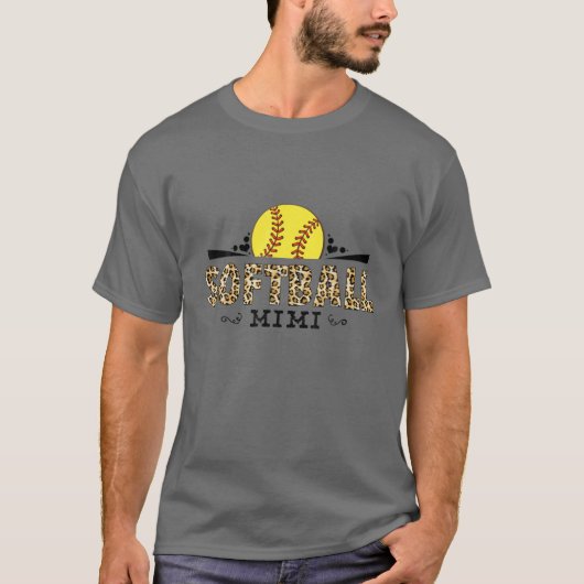 Softball Mimi Leopard Pattern Moederdag Lover T-shirt (Voorkant)