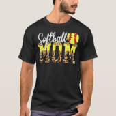 Softball Moeder Leopard Hart Sport Moederdag 1 T-shirt (Voorkant)