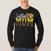 Softball Moeder Leopard Hart Sport Moederdag 1 T-shirt (Voorkant)