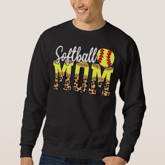 Softball Moeder Leopard Hart Sport Moederdag 1 Trui (Voorkant)