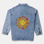 Softball Moeder Sport Typografie Red Love Hearts Denim Jacket (Achterkant)