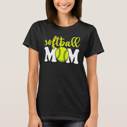 Softball Moeder voor vrouwen Moederdag v nek T-shirt (Voorkant)