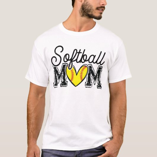 Softball Mom Distressed T-shirt (Voorkant)