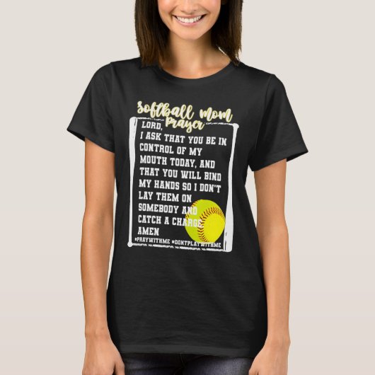 Softball Mom Gebedsspel Dag Honkbal Christelijk Re T-shirt (Voorkant)