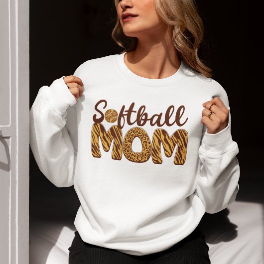 "Softball Mom" Leopard Print Mother's Day Trui