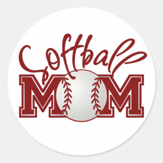 Softball MOM Ronde Sticker (Voorkant)