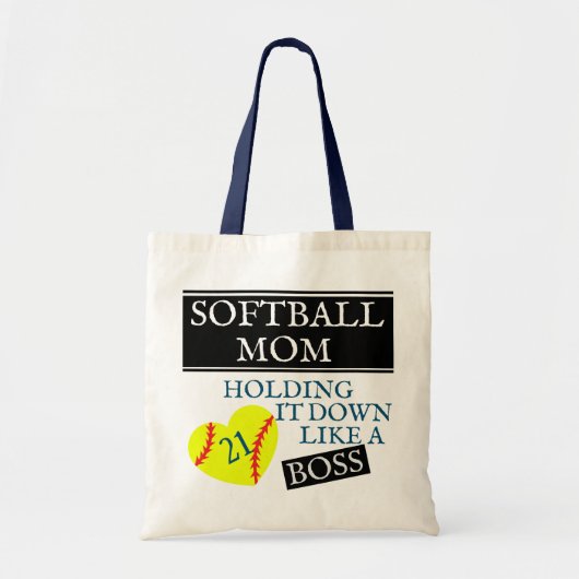 SOFTBALL MOM: ZOALS EEN BOSS TOTE BAG (Voorkant)