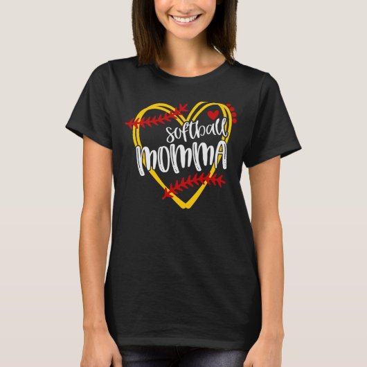 Softball Momma Ma Softball Heart T-shirt (Voorkant)