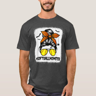 Softball Momster voor vrouwen Halloween Mam Messy  T-shirt