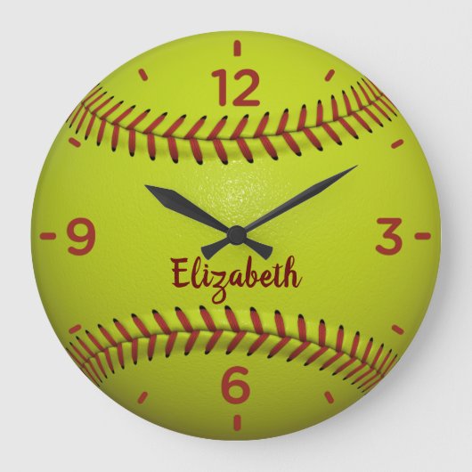 Softball Monogram Acrylwandsluiting Grote Klok (Voorkant)