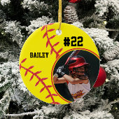 Softball Naam Jersey Nummer Foto Keepsake Keramisch Ornament
