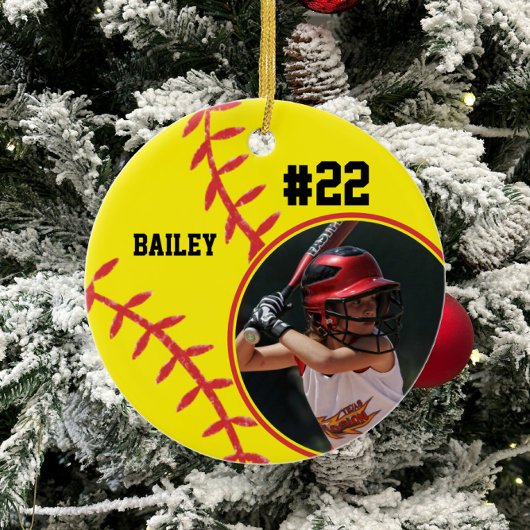 Softball Naam Jersey Nummer Foto Keepsake Keramisch Ornament