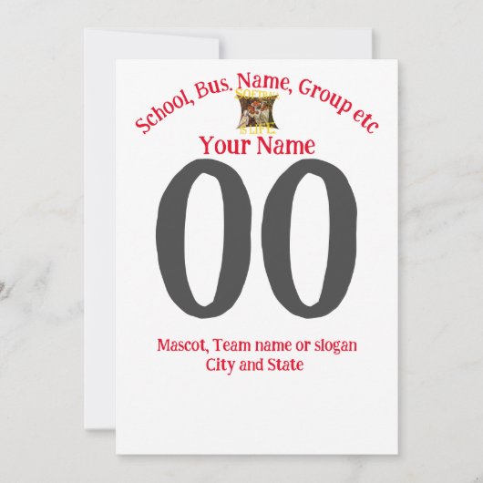 Softball Name Number Team Name City State T-Shirt Kaart (Voorkant)