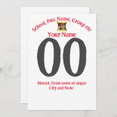 Softball Name Number Team Name City State T-Shirt Kaart (Voorkant / Achterkant)