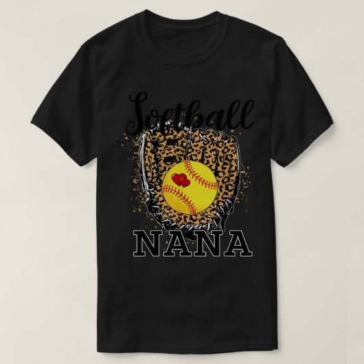 Softball Nana Leopard Game Day Gift for Moeder Pla T-shirt (Design voorkant)
