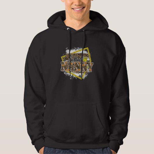 Softball Nanny Leopard Bleached Family Matching Hoodie (Voorkant)