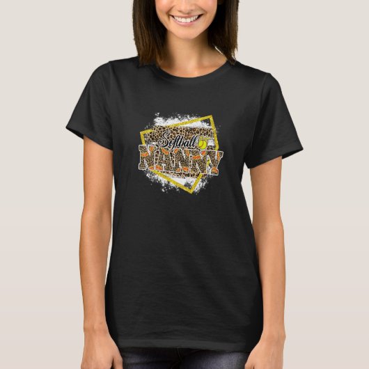 Softball Nanny Leopard Bleached Family Matching   T-shirt (Voorkant)