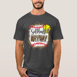 Softball Naynay leopard gebleekt moederdag game T-shirt