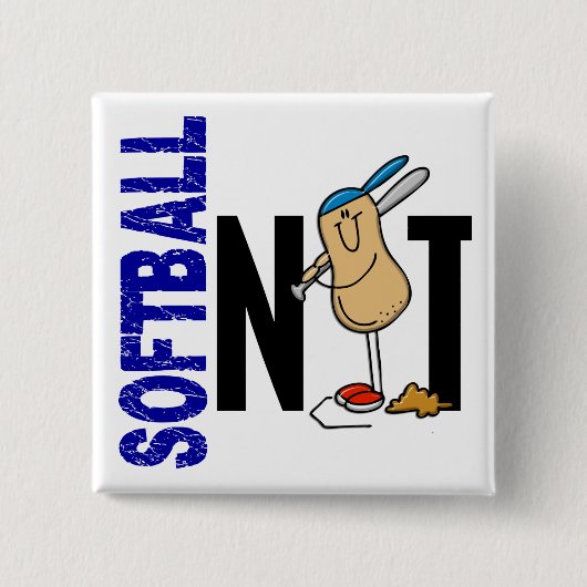 Softball Nut 1 Vierkante Button 5,1 Cm (Voorkant)