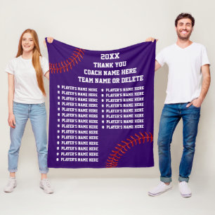 Softball of Baseball Coach Giften, Uw Kleur, Tekst Fleece Deken