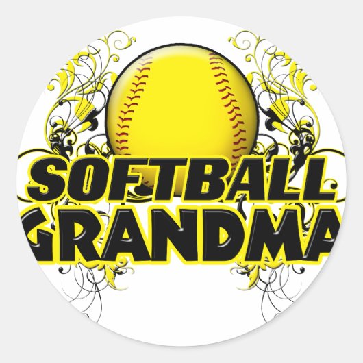 Softball Oma (kruis).png Ronde Sticker (Voorkant)