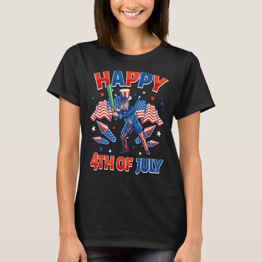 Softball oom Sam 4 juli Vrouwen Mannen Amerikaans T-shirt (Voorkant)