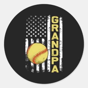 Softball Opa Amerikaanse vlag Softball Ronde Sticker