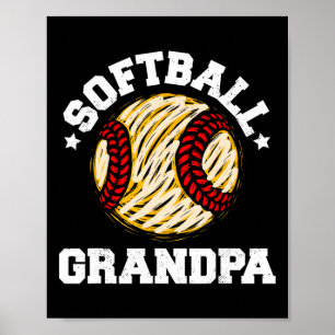 Softball Opa Bedrukt Vintage Grappige Opa Poster