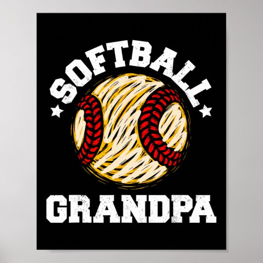 Softball Opa Bedrukt Vintage Grappige Opa Poster (Voorkant)