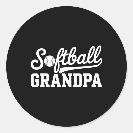 Softball Opa Ronde Sticker (Voorkant)