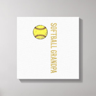 Softball Opa Vintage Vlag Vectorontwerp_1 Canvas Afdruk