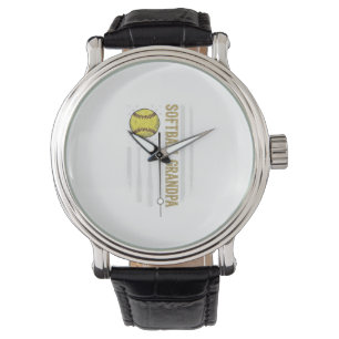 Softball Opa Vintage Vlag Vectorontwerp_1 Horloge