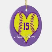 Softball Ornament Jouw naam, NUMMER of Schrap het (Rechts)