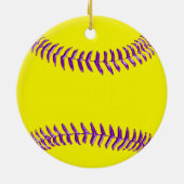 Softball Ornament Jouw naam, NUMMER of Schrap het (Achterkant)