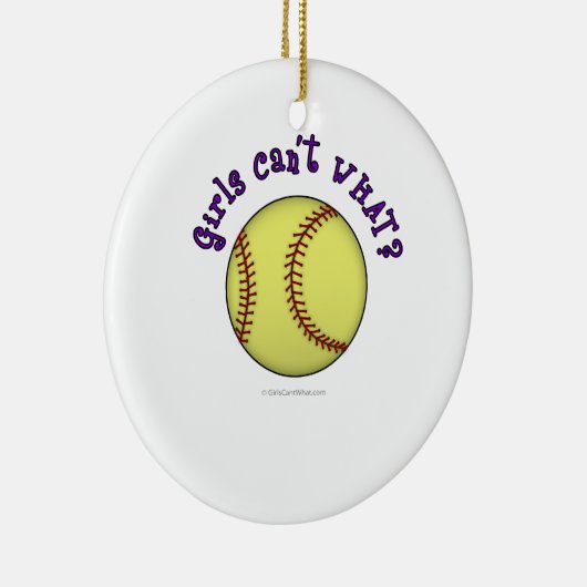 Softball-Paars Keramisch Ornament (Rechts)
