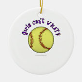 Softball-Paars Keramisch Ornament (Voorkant)