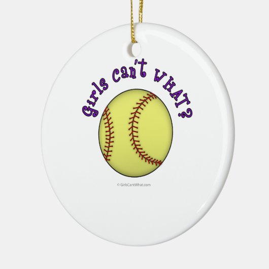 Softball-Paars Keramisch Ornament (Links)